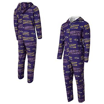 Men's Concepts Sport Purple Baltimore Ravens Shuffle All-Over-Print Microfleece Full-Zip Union Suit