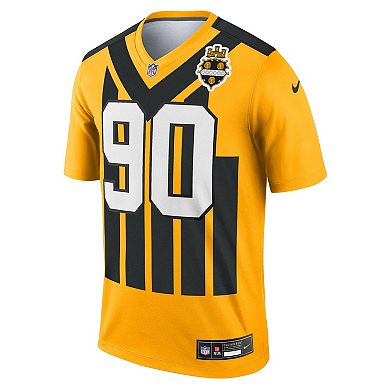 Men's Nike T.J. Watt Gold Pittsburgh Steelers Alternate 1933 Throwback Legend Player Performance Top