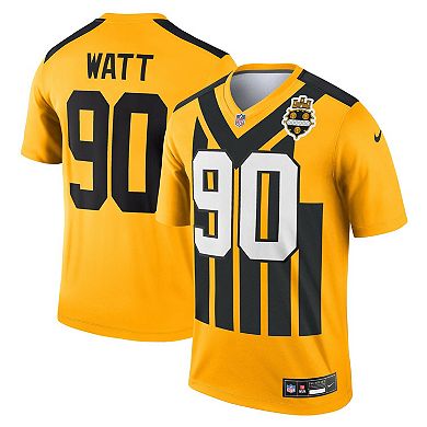 Men's Nike T.J. Watt Gold Pittsburgh Steelers Alternate 1933 Throwback Legend Player Performance Top
