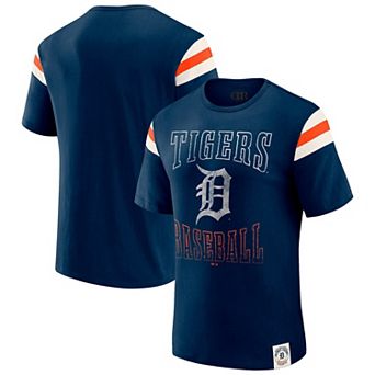 Men's Darius Rucker Collection by Fanatics Navy Detroit Tigers Distressed Sleeve Stripe T-Shirt