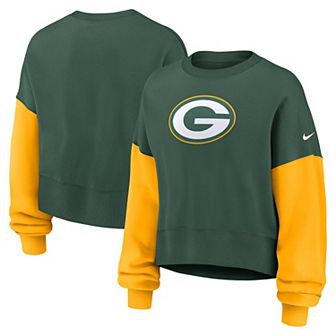 Women's Nike Green Green Bay Packers Oversized Color-Block Pullover Sweatshirt
