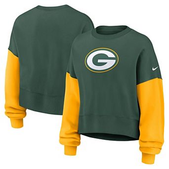 Women's Nike Green Green Bay Packers Oversized Color-Block Pullover Sweatshirt
