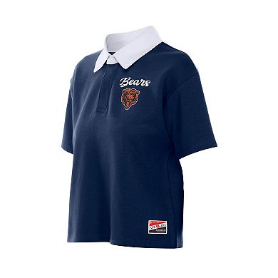 Women's New Era Navy Chicago Bears Throwback Boxy Cropped Polo