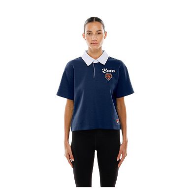 Women's New Era Navy Chicago Bears Throwback Boxy Cropped Polo