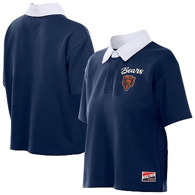 Women's New Era Navy Chicago Bears Throwback Boxy Cropped Polo