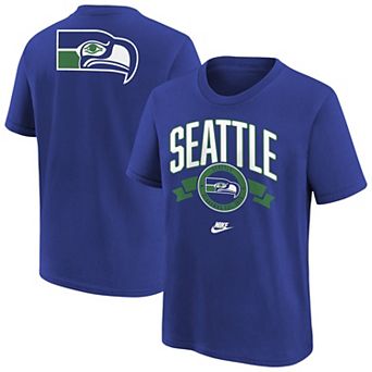 Youth Nike Royal Seattle Seahawks Rewind Front & Back Essential T-Shirt
