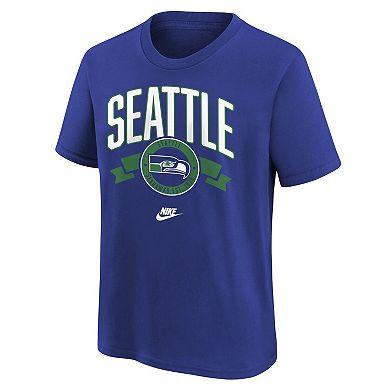 Youth Nike Royal Seattle Seahawks Rewind Front & Back Essential T-Shirt
