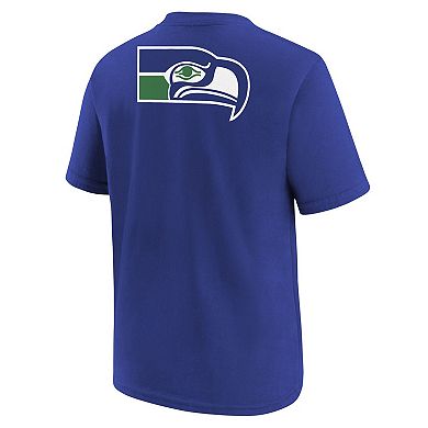 Youth Nike Royal Seattle Seahawks Rewind Front & Back Essential T-Shirt