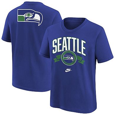 Youth Nike Royal Seattle Seahawks Rewind Front & Back Essential T-Shirt