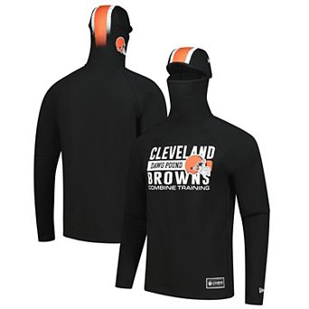 Men's New Era Black Cleveland Browns Functional Fandom Balaclava Helmet Stripe Tri-Blend Hoodie