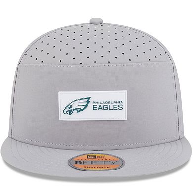 Men's New Era Gray Philadelphia Eagles 2025 Sideline Split Panel 9FIFTY Snapback Hat