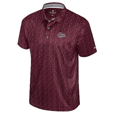 Men's Colosseum Maroon Montana Grizzlies Football Print Polo