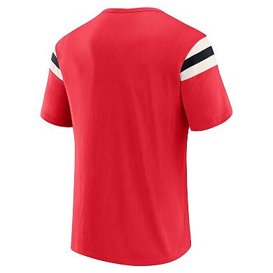 Men's Darius Rucker Collection by Fanatics Red Cincinnati Reds Distressed Sleeve Stripe T-Shirt