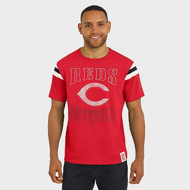 Men's Darius Rucker Collection by Fanatics Red Cincinnati Reds Distressed Sleeve Stripe T-Shirt