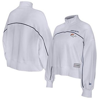 Women's New Era White Denver Broncos Functional Fandom Quarter-Zip Sweatshirt