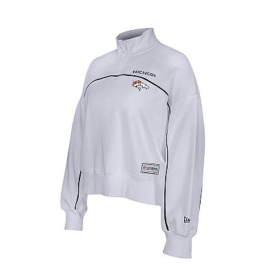Women's New Era White Denver Broncos Functional Fandom Quarter-Zip Sweatshirt
