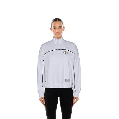 Women's New Era White Denver Broncos Functional Fandom Quarter-Zip Sweatshirt