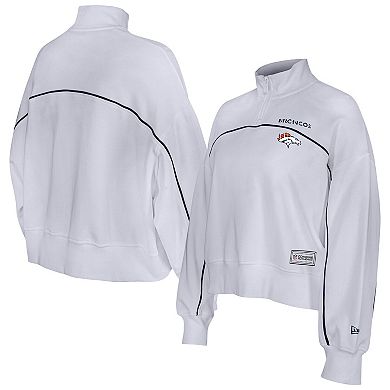 Women's New Era White Denver Broncos Functional Fandom Quarter-Zip Sweatshirt