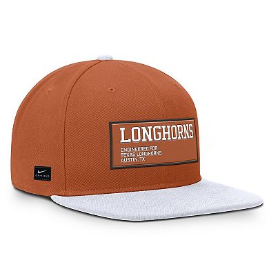 Men's Nike Texas Orange/White Texas Longhorns 2025 On-Field Patch Pro Dri-FIT Snapback Hat