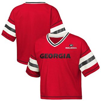Girls Youth Outerstuff Red Georgia Bulldogs Gridiron Jersey V-Neck T-Shirt