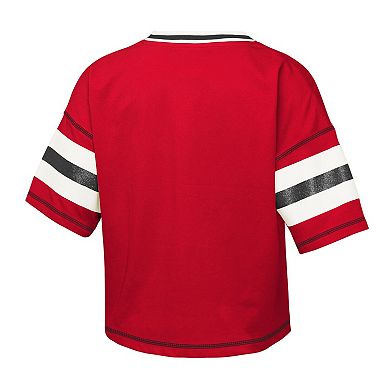 Girls Youth Outerstuff Red Georgia Bulldogs Gridiron Jersey V-Neck T-Shirt