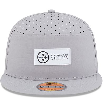 Men's New Era Gray Pittsburgh Steelers 2025 Sideline Split Panel 9FIFTY Snapback Hat