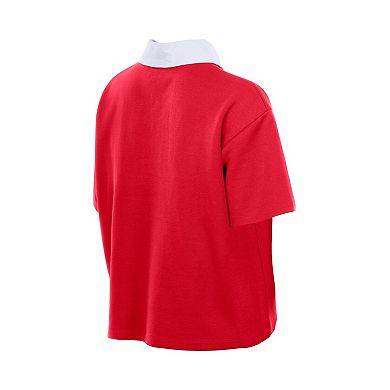 Women's New Era Scarlet San Francisco 49ers Throwback Boxy Cropped Polo