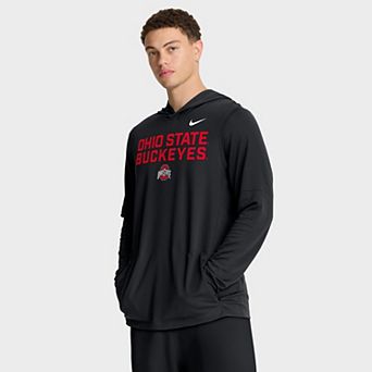 Men's Nike Black Ohio State Buckeyes 2025 Sideline Performance Long Sleeve Hoodie T-Shirt