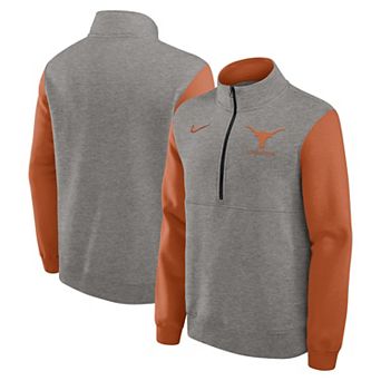 Men's Nike Heather Gray/Texas Orange Texas Longhorns Club Fleece Half-Zip Pullover