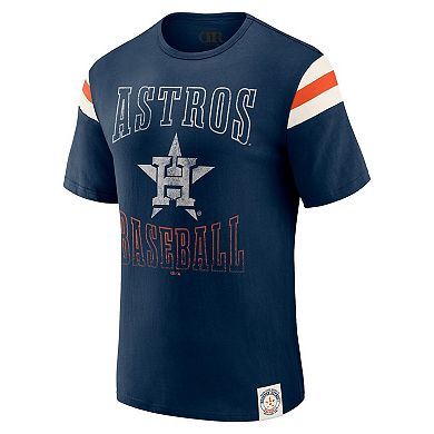 Men's Darius Rucker Collection by Fanatics Navy Houston Astros Distressed Sleeve Stripe T-Shirt