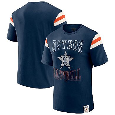 Men's Darius Rucker Collection by Fanatics Navy Houston Astros Distressed Sleeve Stripe T-Shirt