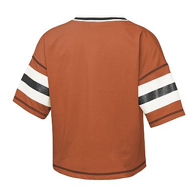 Girls Youth Outerstuff Texas Orange Texas Longhorns Gridiron Jersey V-Neck T-Shirt