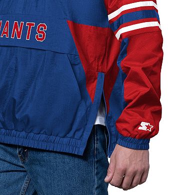Men's Starter Royal New York Giants Prospect Half-Zip Pullover