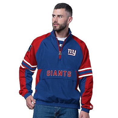 Men's Starter Royal New York Giants Prospect Half-Zip Pullover