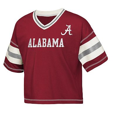Girls Youth Outerstuff Crimson Alabama Crimson Tide Gridiron Jersey V-Neck T-Shirt