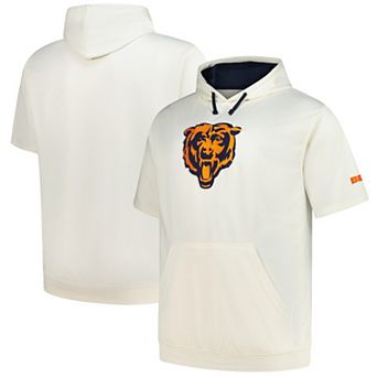 Men's Profile Oatmeal Chicago Bears Big & Tall Chest Print and Logo Short Sleeve Pullover Hoodie