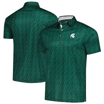 Men's Colosseum Green Michigan State Spartans Football Print Polo