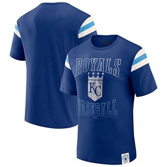 Men's Darius Rucker Collection by Fanatics Royal Kansas City Royals Distressed Sleeve Stripe T-Shirt