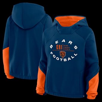 Women's Fanatics Navy Chicago Bears Oversized Redzone Bubble Screen Pullover Hoodie