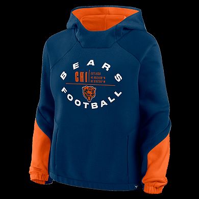 Women's Fanatics Navy Chicago Bears Oversized Redzone Bubble Screen Pullover Hoodie