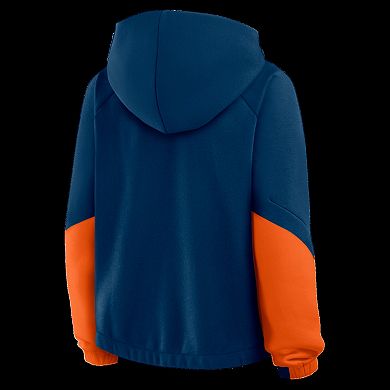 Women's Fanatics Navy Chicago Bears Oversized Redzone Bubble Screen Pullover Hoodie