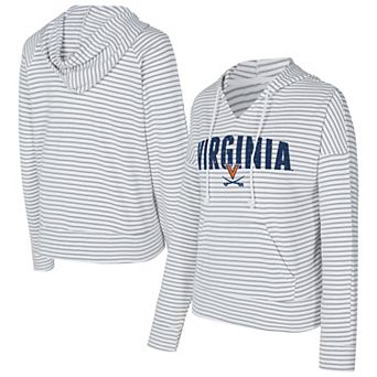 Men's Concepts Sport White/Gray Virginia Cavaliers French Terry Striped V-Neck Pullover Hoodie