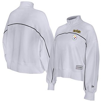 Women's New Era White Pittsburgh Steelers Functional Fandom Quarter-Zip Sweatshirt