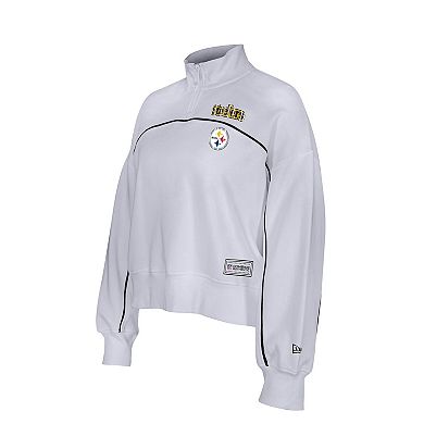 Women's New Era White Pittsburgh Steelers Functional Fandom Quarter-Zip Sweatshirt