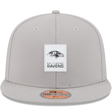 Men's New Era Gray Baltimore Ravens 2025 Sideline 59FIFTY Fitted Hat