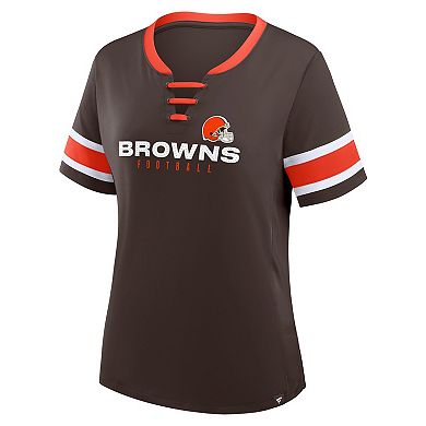 Women's Fanatics Brown Cleveland Browns Redzone Draw Play Athena Lace-Up T-Shirt