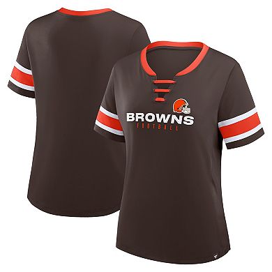 Women's Fanatics Brown Cleveland Browns Redzone Draw Play Athena Lace-Up T-Shirt
