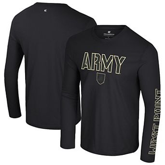 Men's Colosseum Black Army Black Knights Color Pop Active Blend Long Sleeve T-Shirt