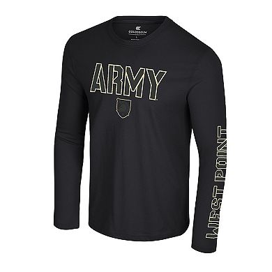 Men's Colosseum Black Army Black Knights Color Pop Active Blend Long Sleeve T-Shirt
