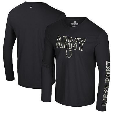 Men's Colosseum Black Army Black Knights Color Pop Active Blend Long Sleeve T-Shirt